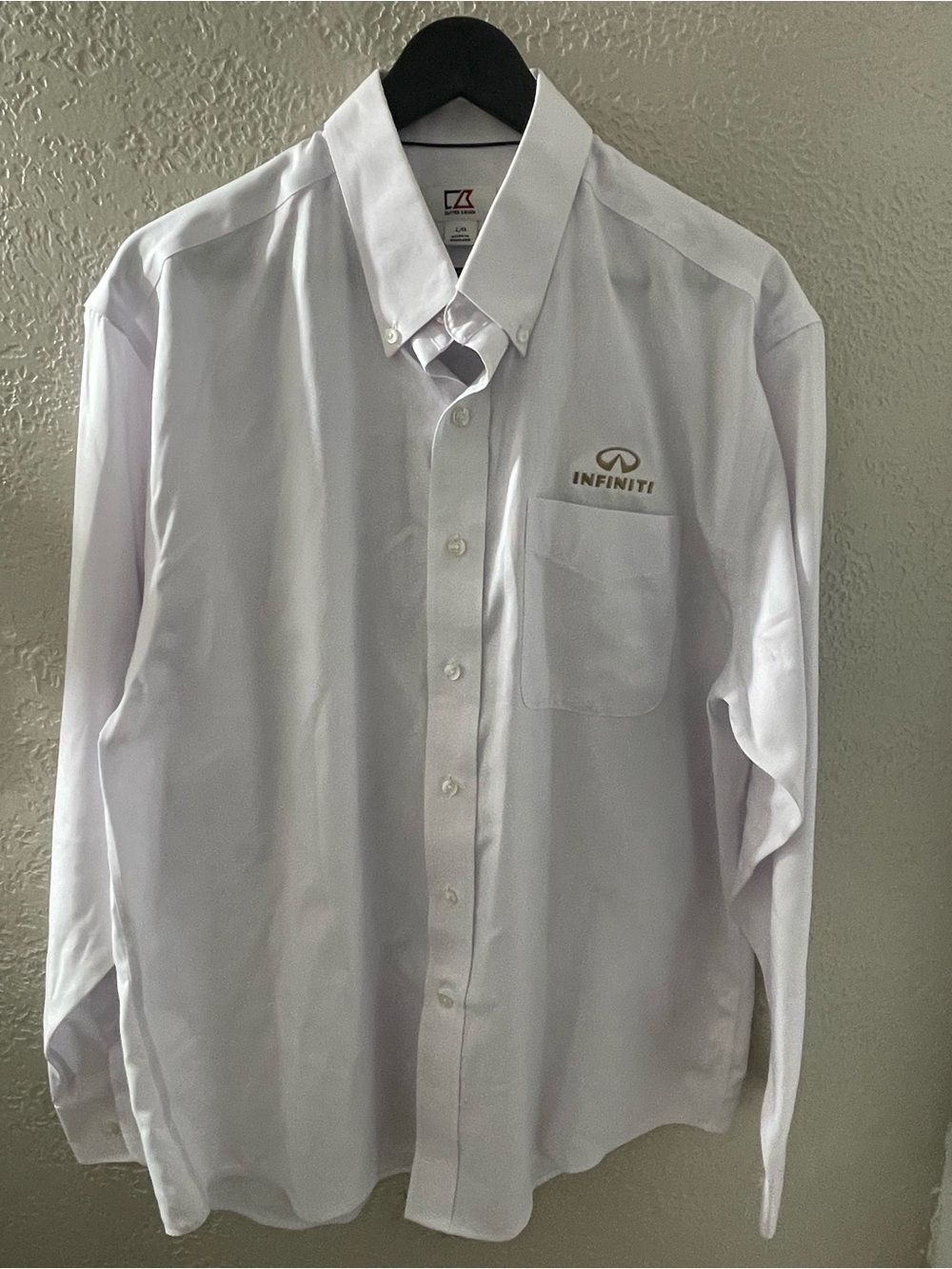 Infiniti Men’s White Logo Button-Down Uniform Dress Shirt Size Large